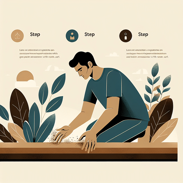 person connecting with nature, earthy tones, serene