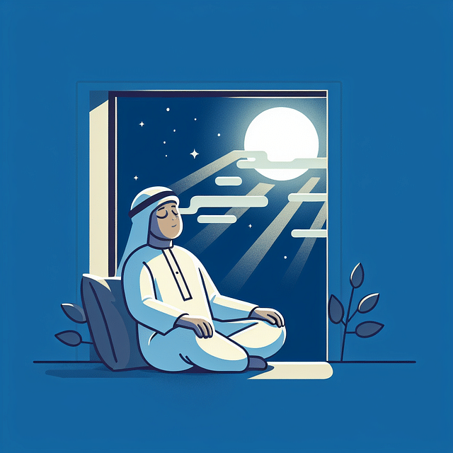 a serene person embracing the moonlight in a tranquil room