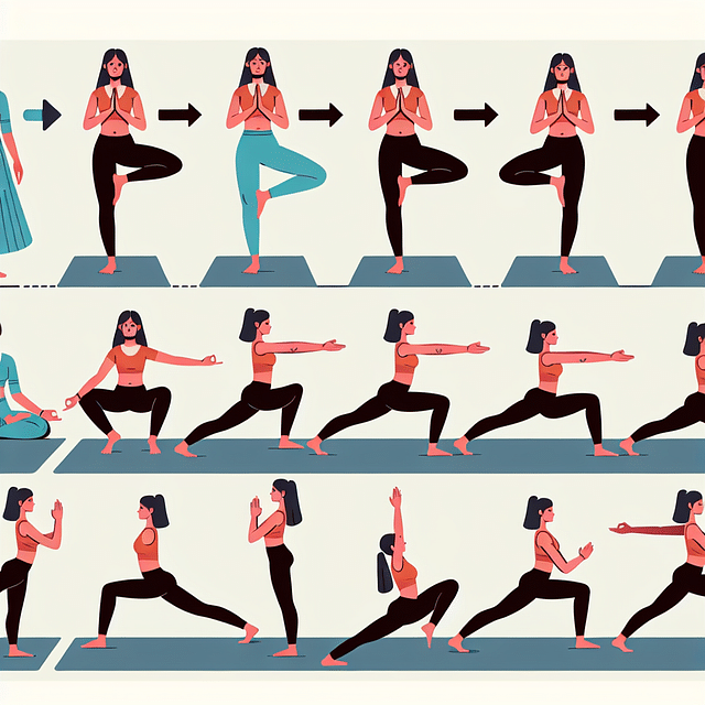 person stepping forward from Warrior I pose to Anjali Mudra